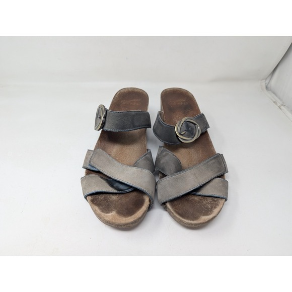 Dansko Women's Taupe Milled Nubuck Leather Susie Wedge Sandals Size 40 /‎ 9.5 10 - Picture 3 of 8